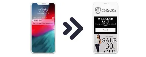 Digitale reguliere coupon in app push-melding op een smartphone.