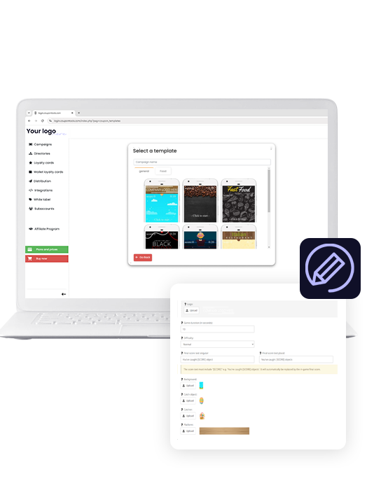 Coupontools Builder on a laptop.
