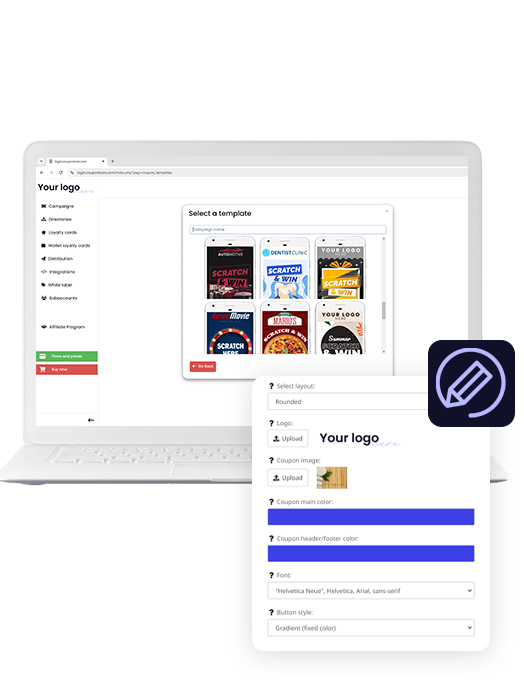 Coupontools Builder on a laptop.