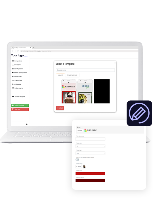 Coupontools Builder on a laptop.