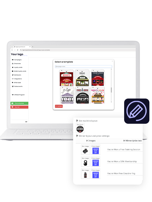 Coupontools Builder on a laptop.