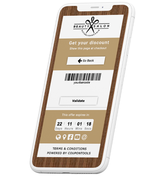 Validation d'un coupon électronique grâce à l'import de vos propres codes-barres et codes de validation.